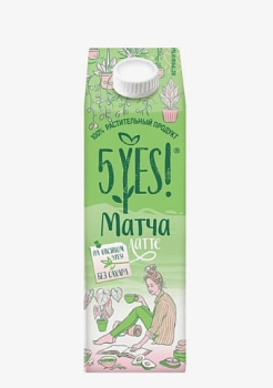 Напиток ультрапастеризованный с японским зеленым чаем "Матча" 5YES! TBA Edge 1 л